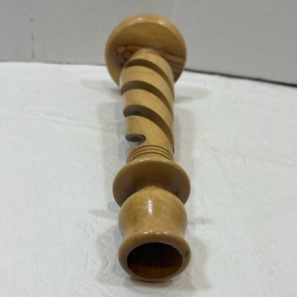 VTG Shabbat Olivewood 10" Taperer Candlestick Holder Jerusalem Barley Twist - Picture 3 of 6